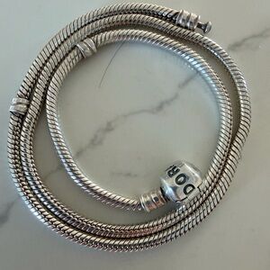 Pandora Necklace Sterling Silver Barrel Clasp Snake Chain